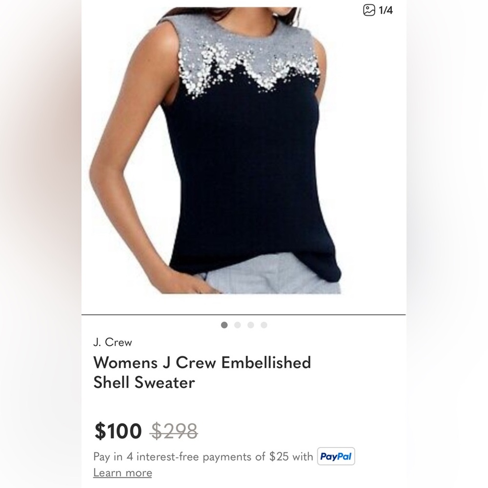 Embellished bling diamond thick wool vest xsmall j crew collection sequins